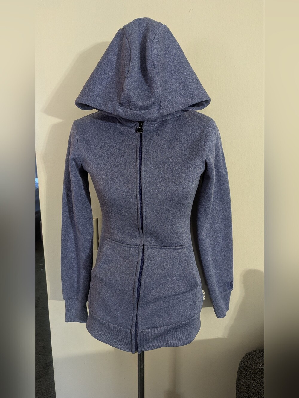 Burton Dryride Women Full Zip Long Line Tech Fleece Hoodie Jacket Blue Small XS